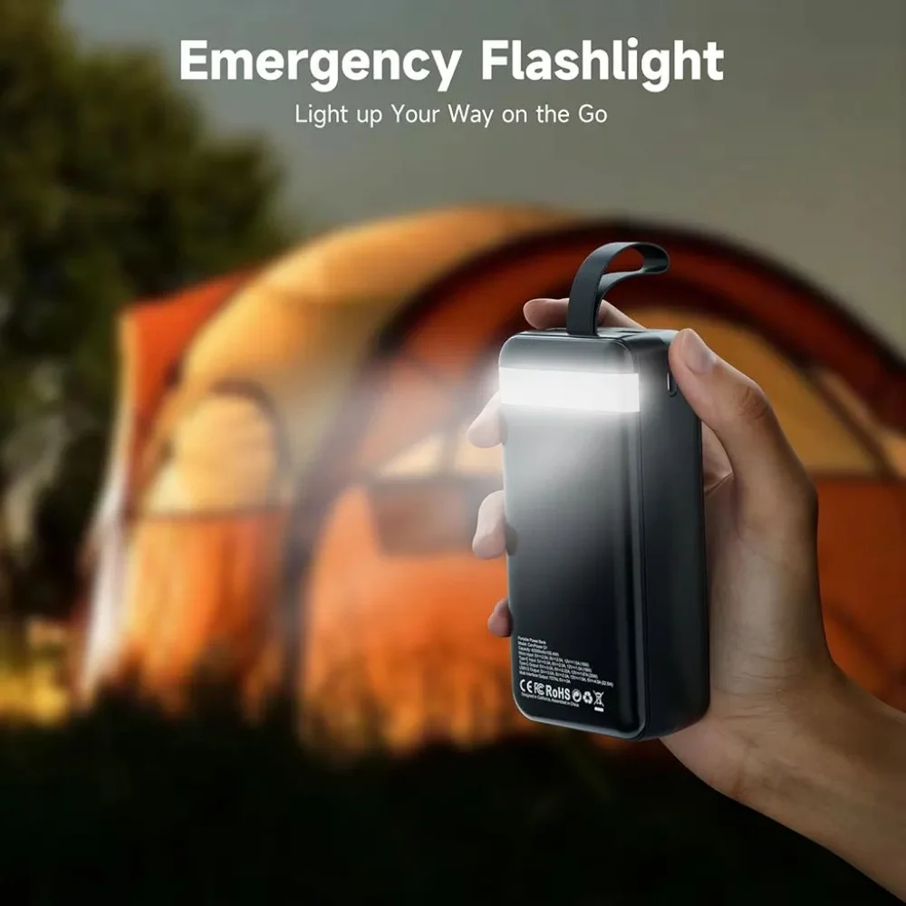 EnergyQC 42000mAh Portable Charger, 22.5W Power Bank with LED Flashlight - USB C
